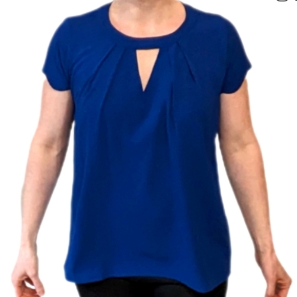 Blue Short Sleeve Blouse Oversized Size Small - Picture 5 of 5